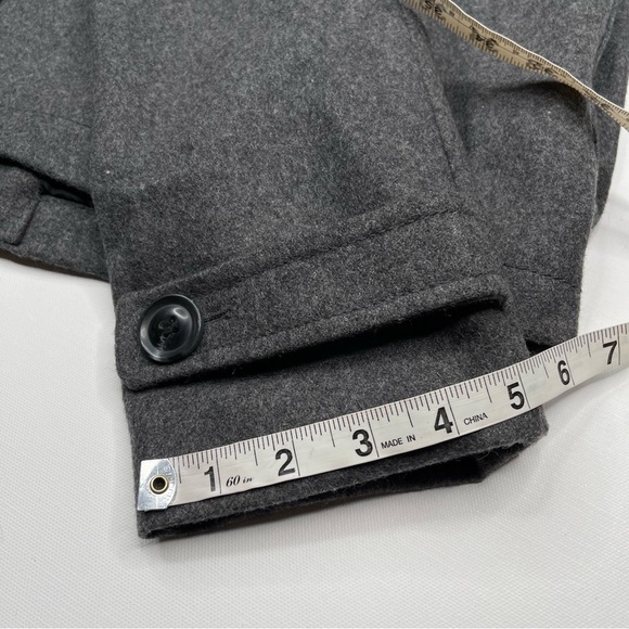 H&M Pea Coat Jacket Wool Military Winter Autumn Fall Warm Office Grey 44R - Picture 11 of 16